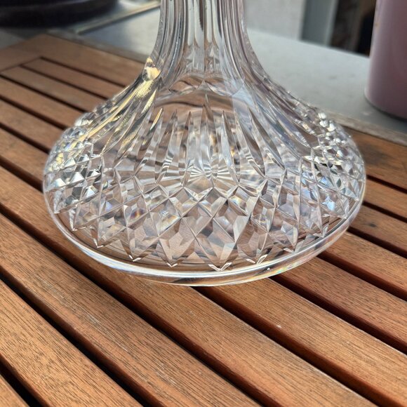 Vintage Clear Crystal Glass Decanter With Diamond Cut Design & Stopper - Picture 2 of 4